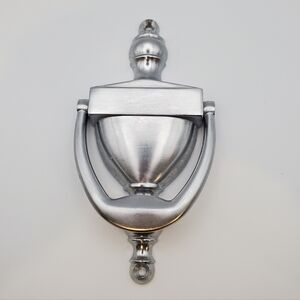 Minimalist Silver Nickel Door Knocker Mounted By Screws Incl. Modernist Decor